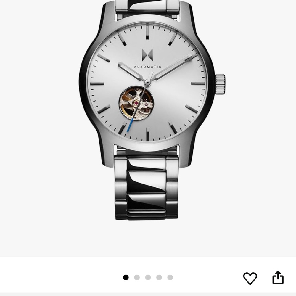 Silver Automatic Watch with Skeleton Dial
